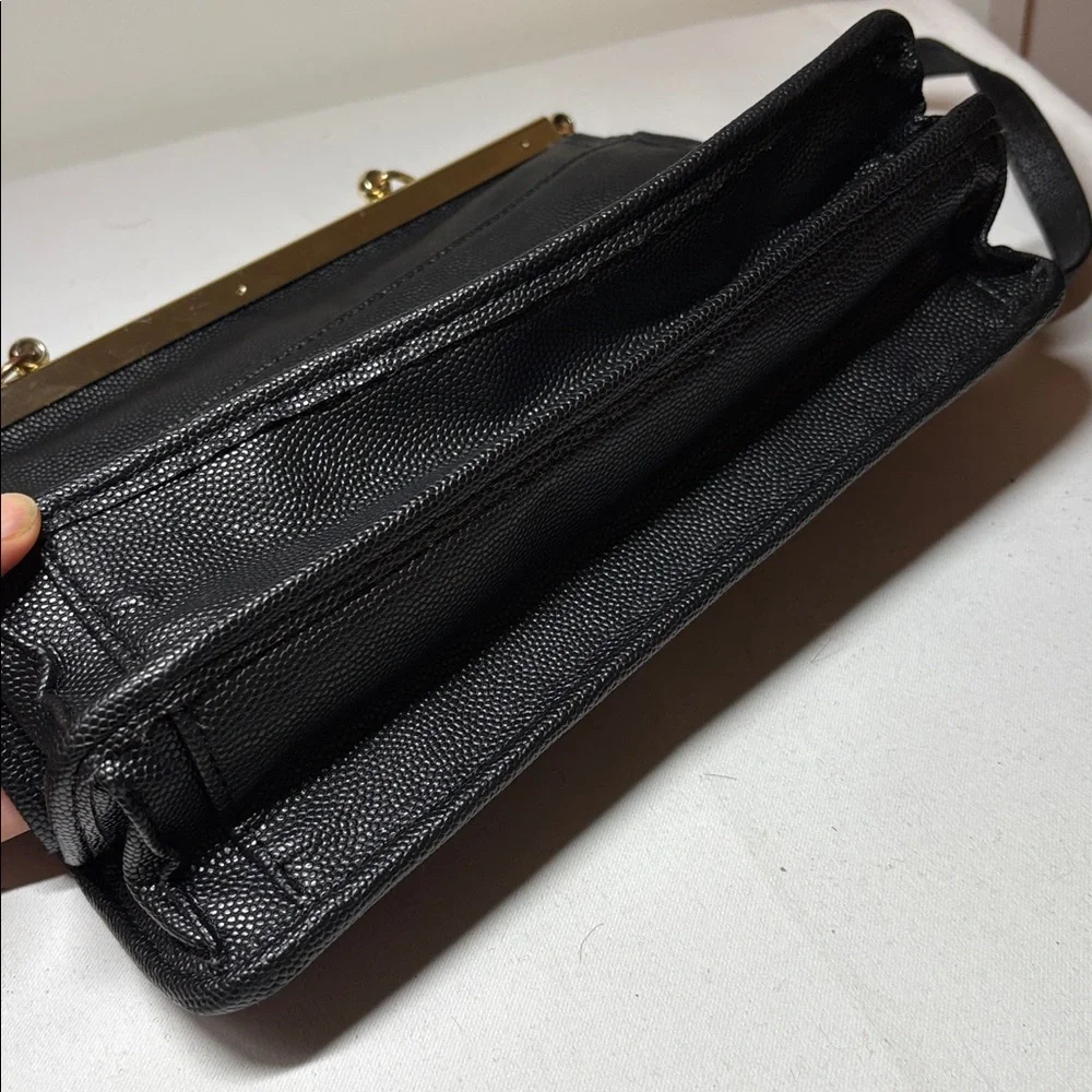 Lulu Guinness Black Faux Leather Crossbody (missing top handle)